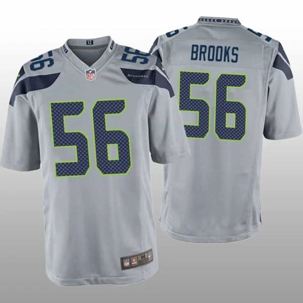 Men Seattle Seahawks 56 Jordyn Brooks Nike Grey Game NFL Jersey